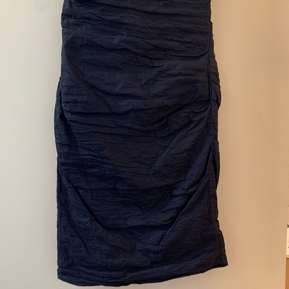 Nicole Miller Navy Off The Shoulder Ruched Dress - Picture 8 of 8